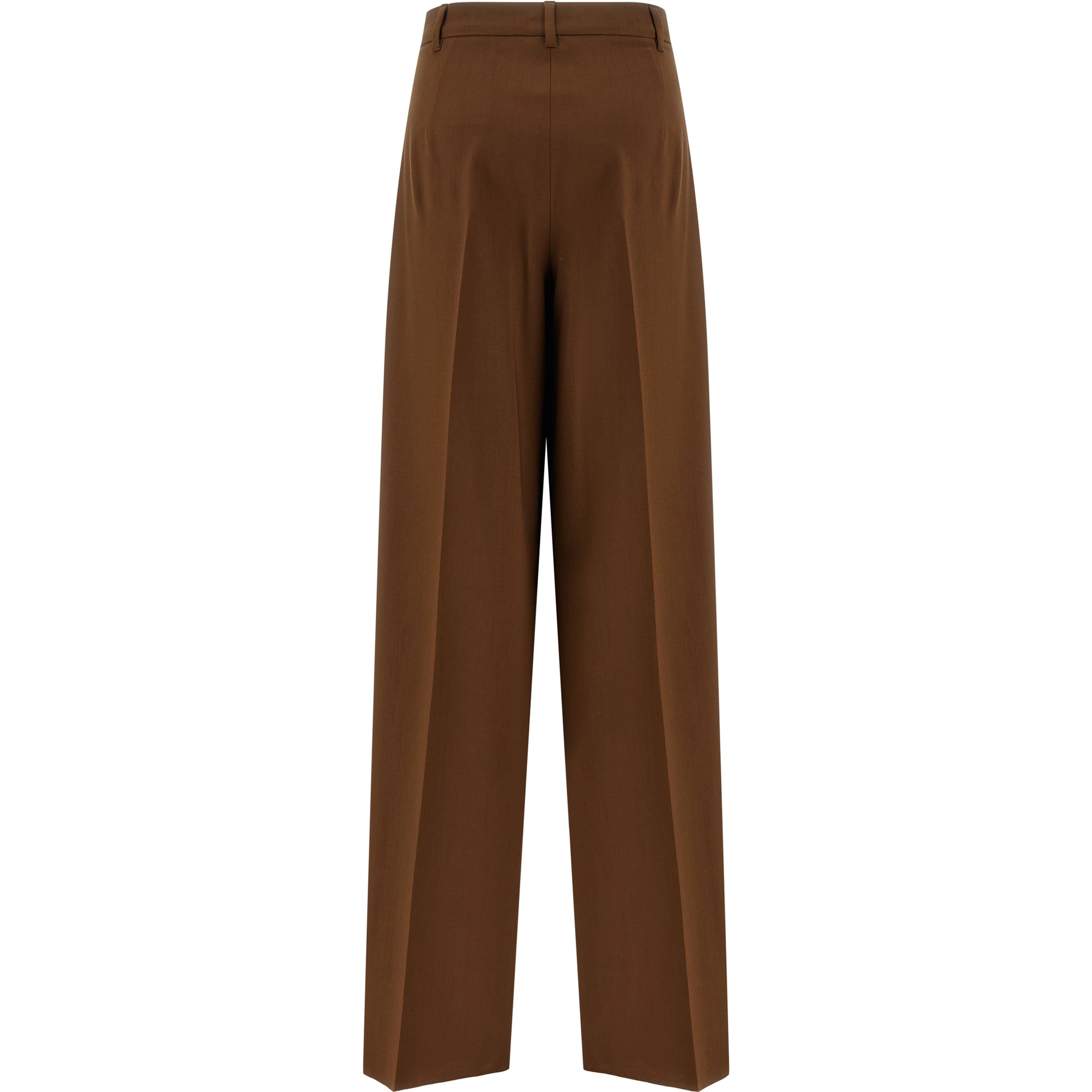 Brown Virgin Wool Casual Pants
