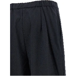 Blue Virgin Wool Casual Pants
