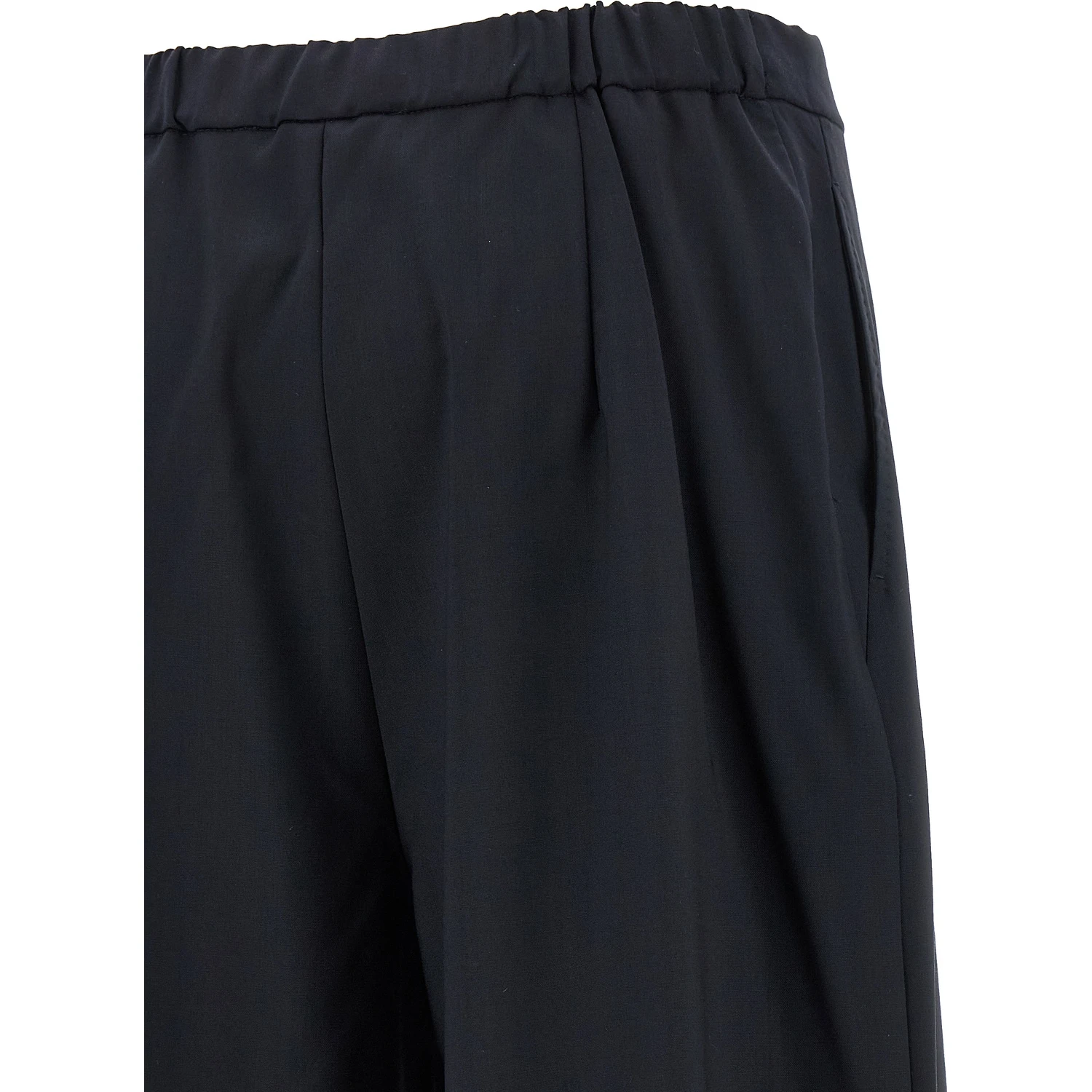 Blue Virgin Wool Casual Pants