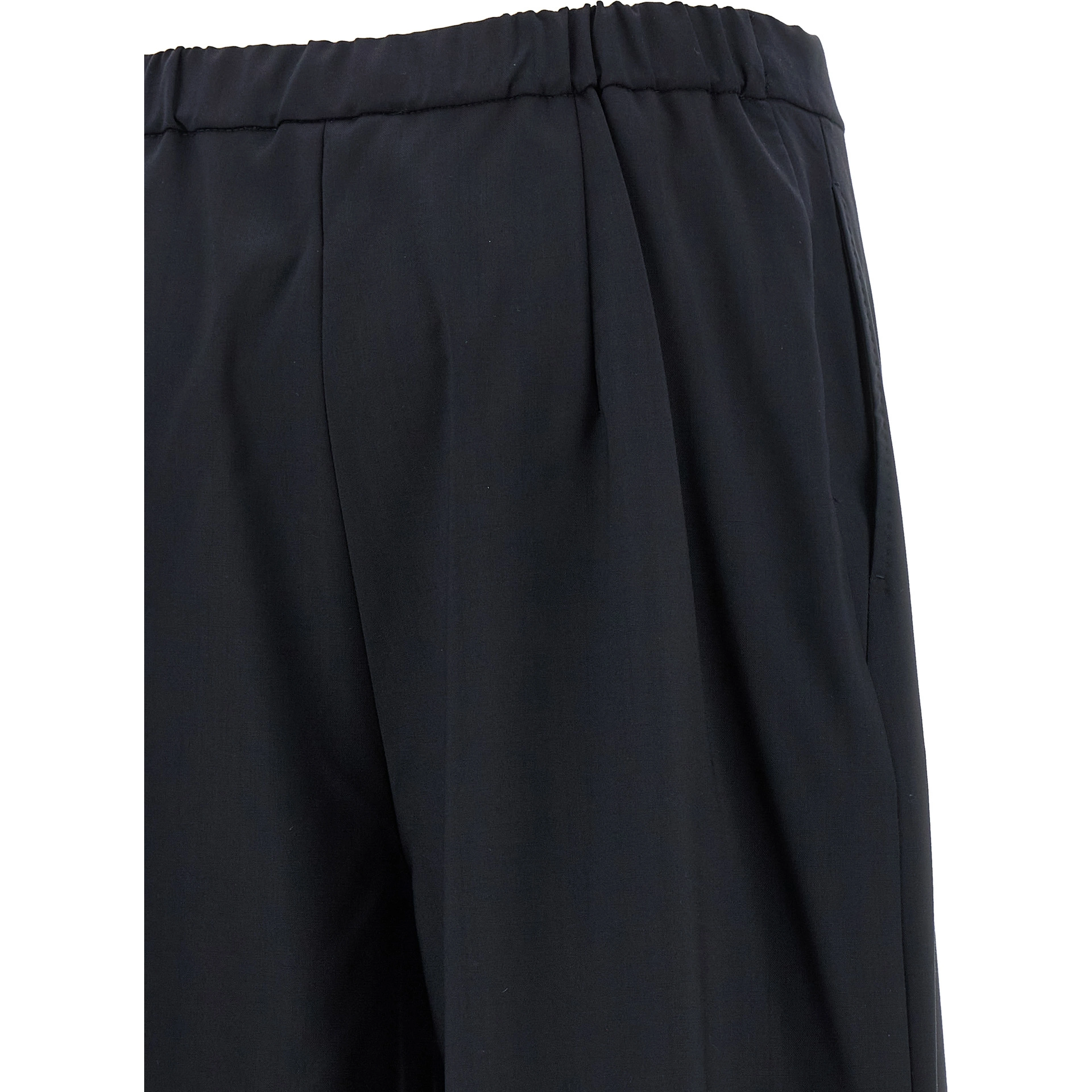 Blue Virgin Wool Casual Pants