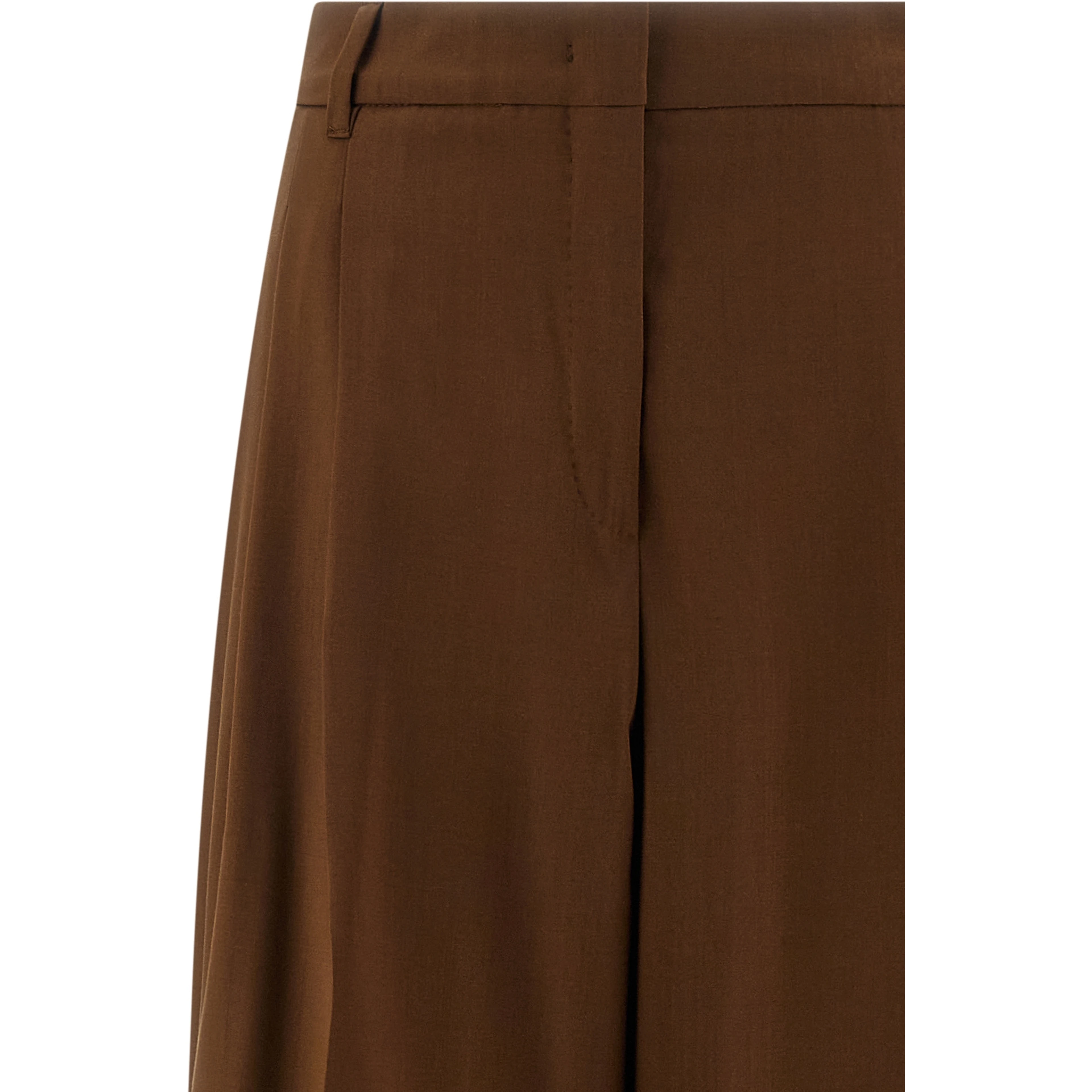 Brown Virgin Wool Casual Pants
