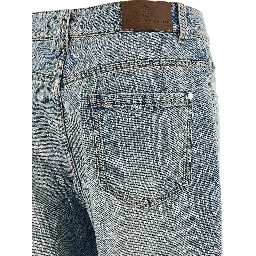 Blue Cotton Straight-Leg Jeans