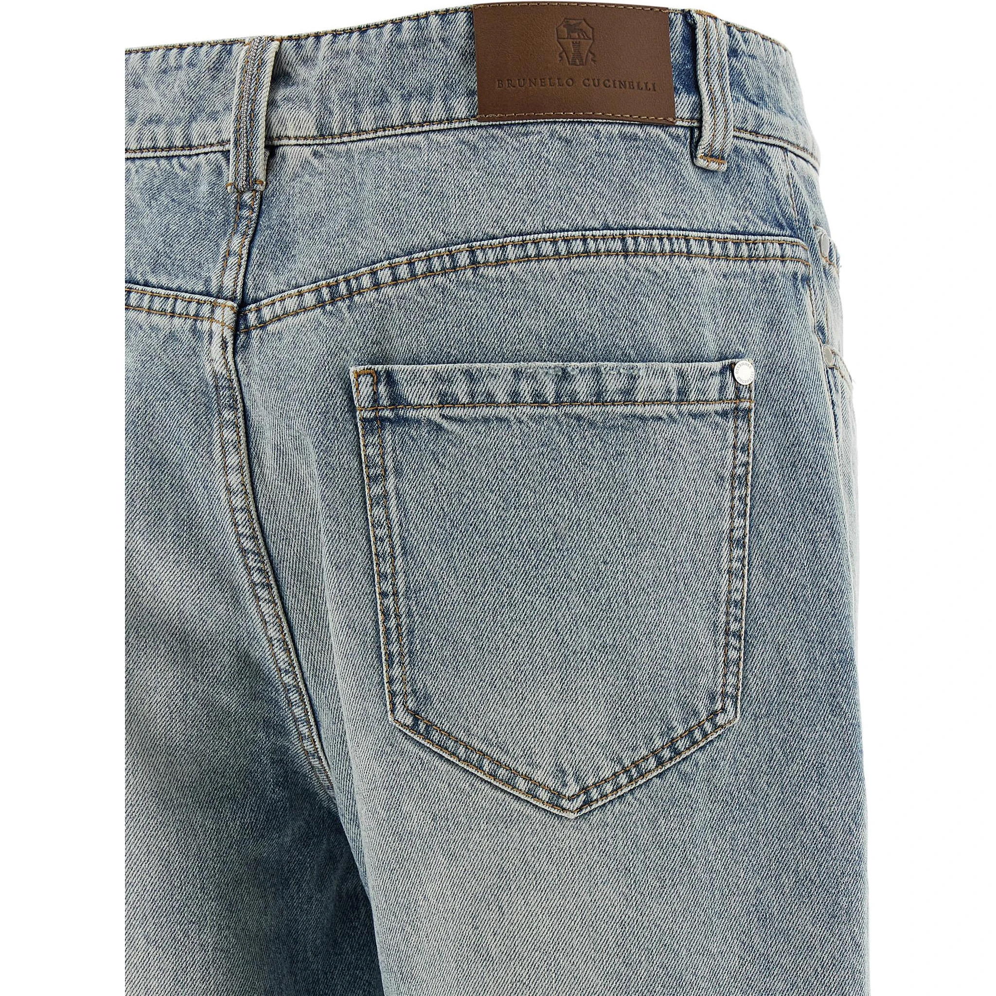 Blue Cotton Straight-Leg Jeans
