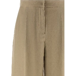 Beige Silk Casual Pants