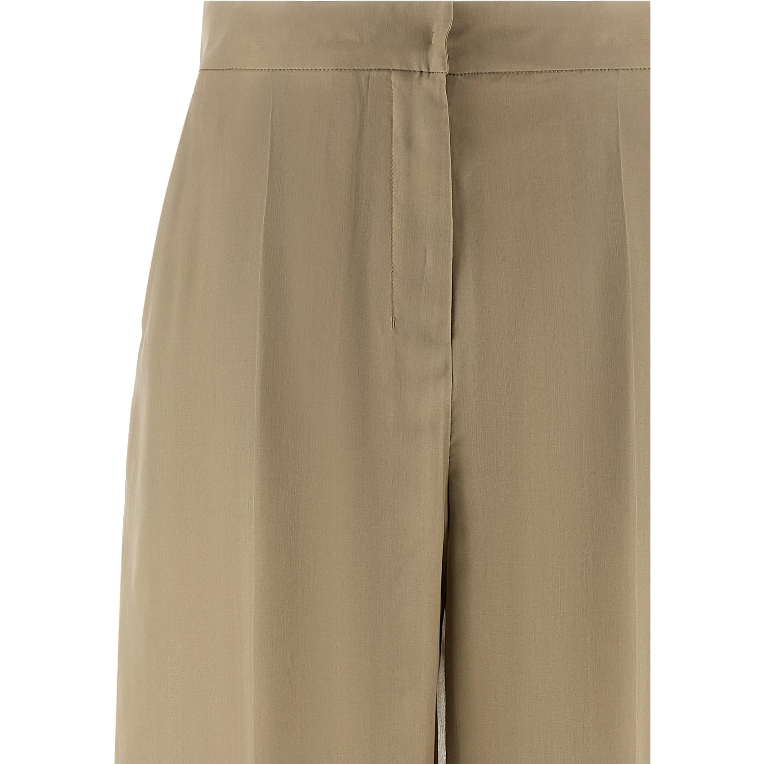 Beige Silk Casual Pants