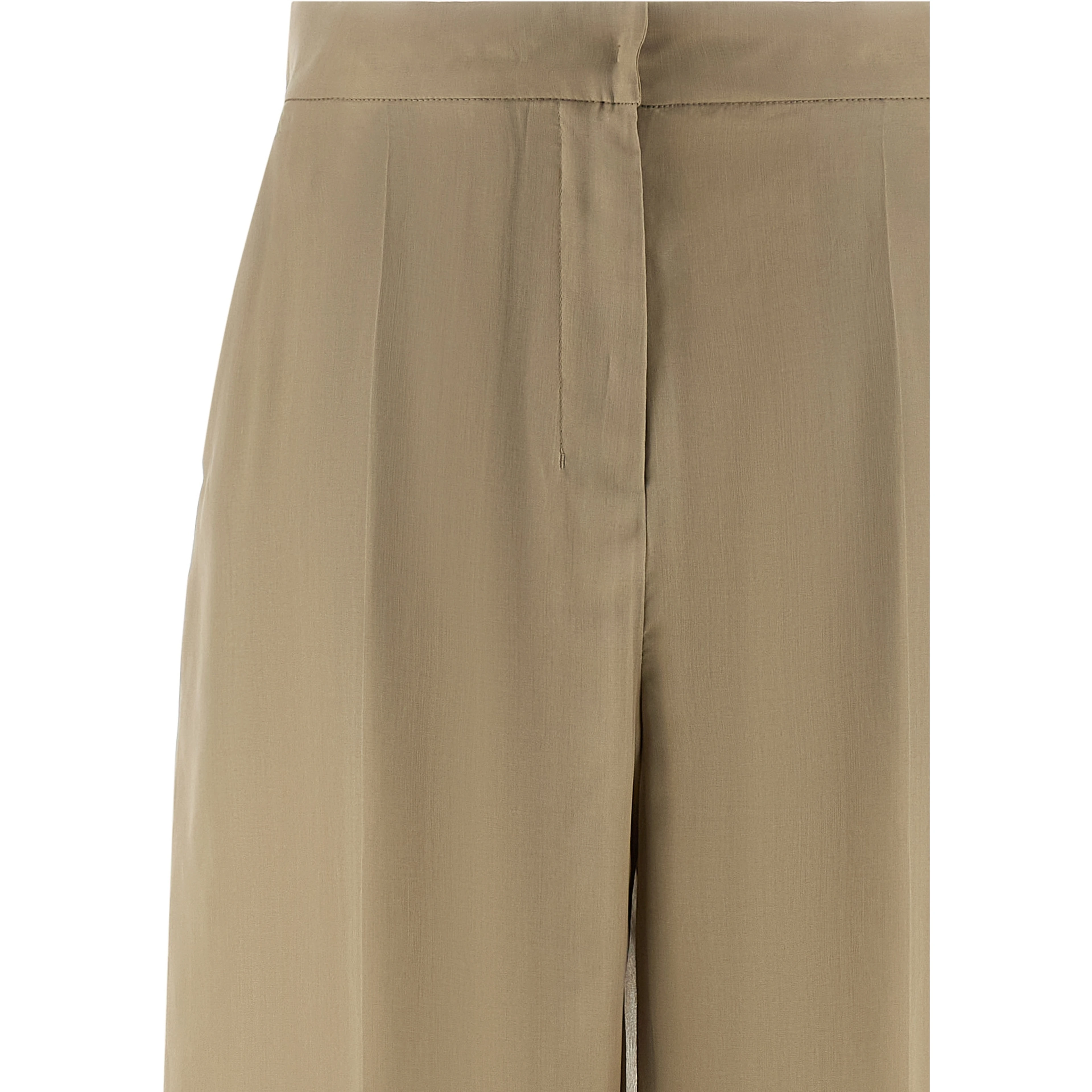 Beige Silk Casual Pants