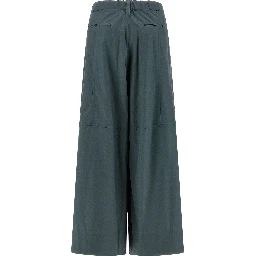 Blue Cotton Flared Pants