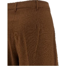 Brown Virgin Wool Casual Pants