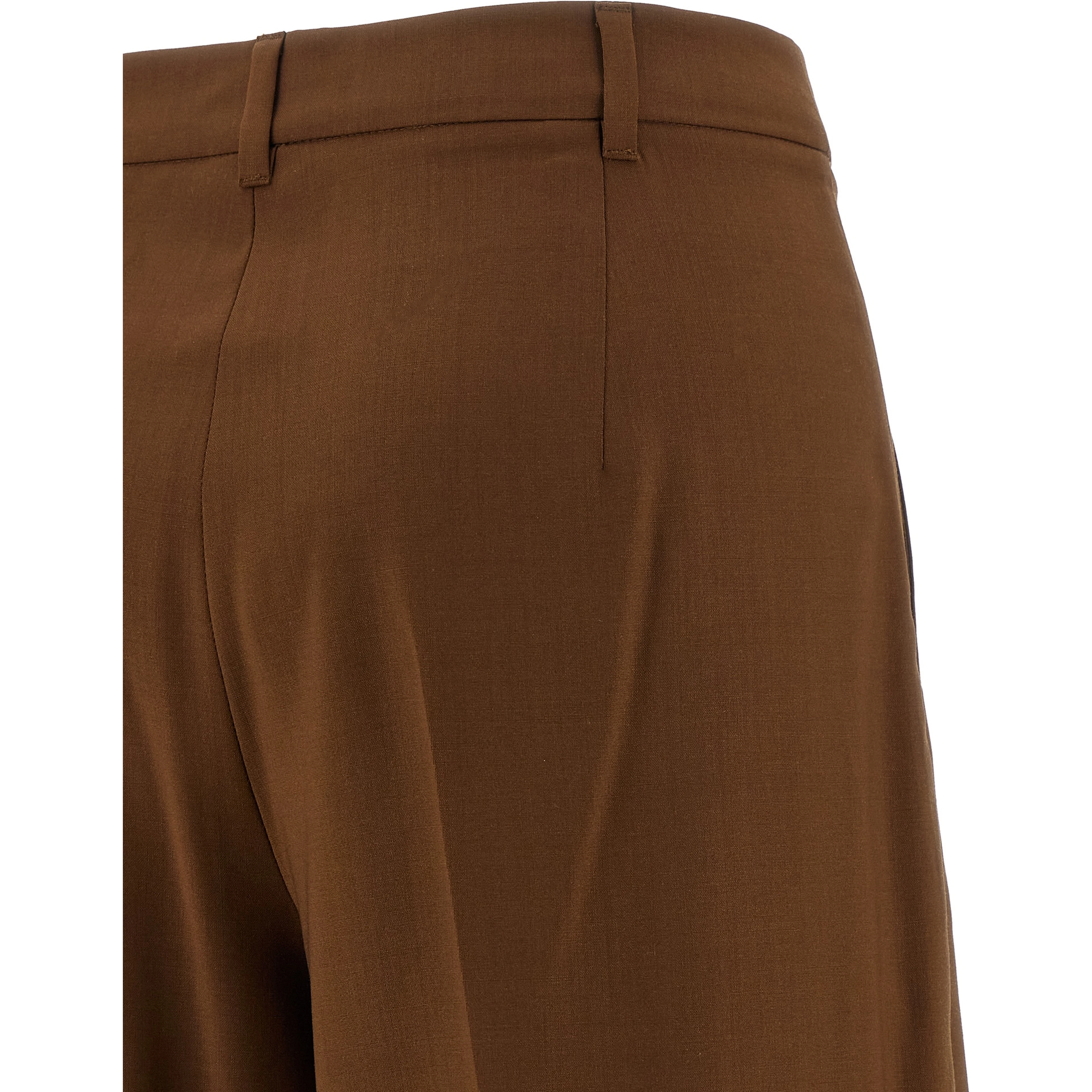 Brown Virgin Wool Casual Pants