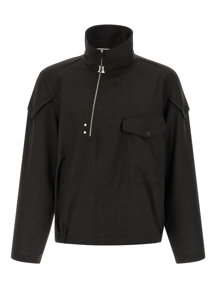 Brown Virgin Wool Full-Length Jacket