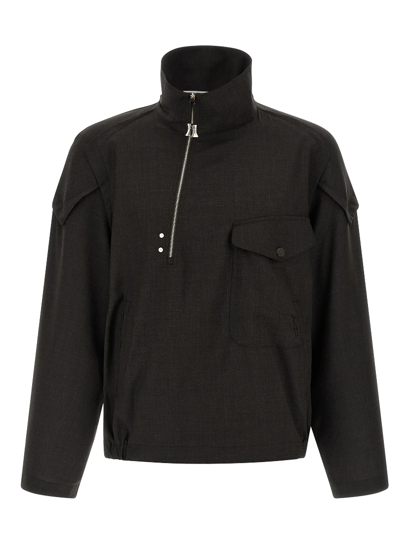 Brown Virgin Wool Full-Length Jacket