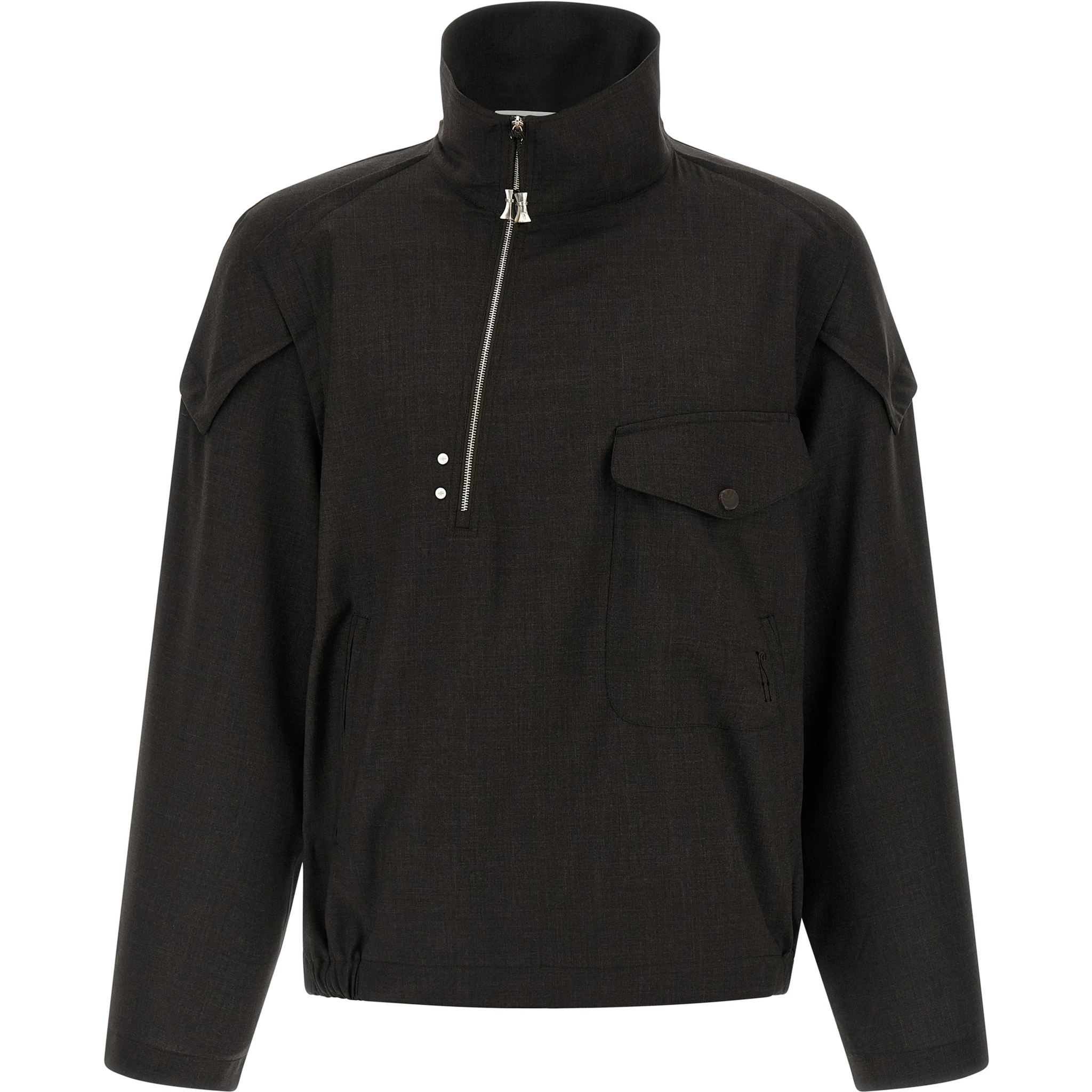 Brown Virgin Wool Full-Length Jacket