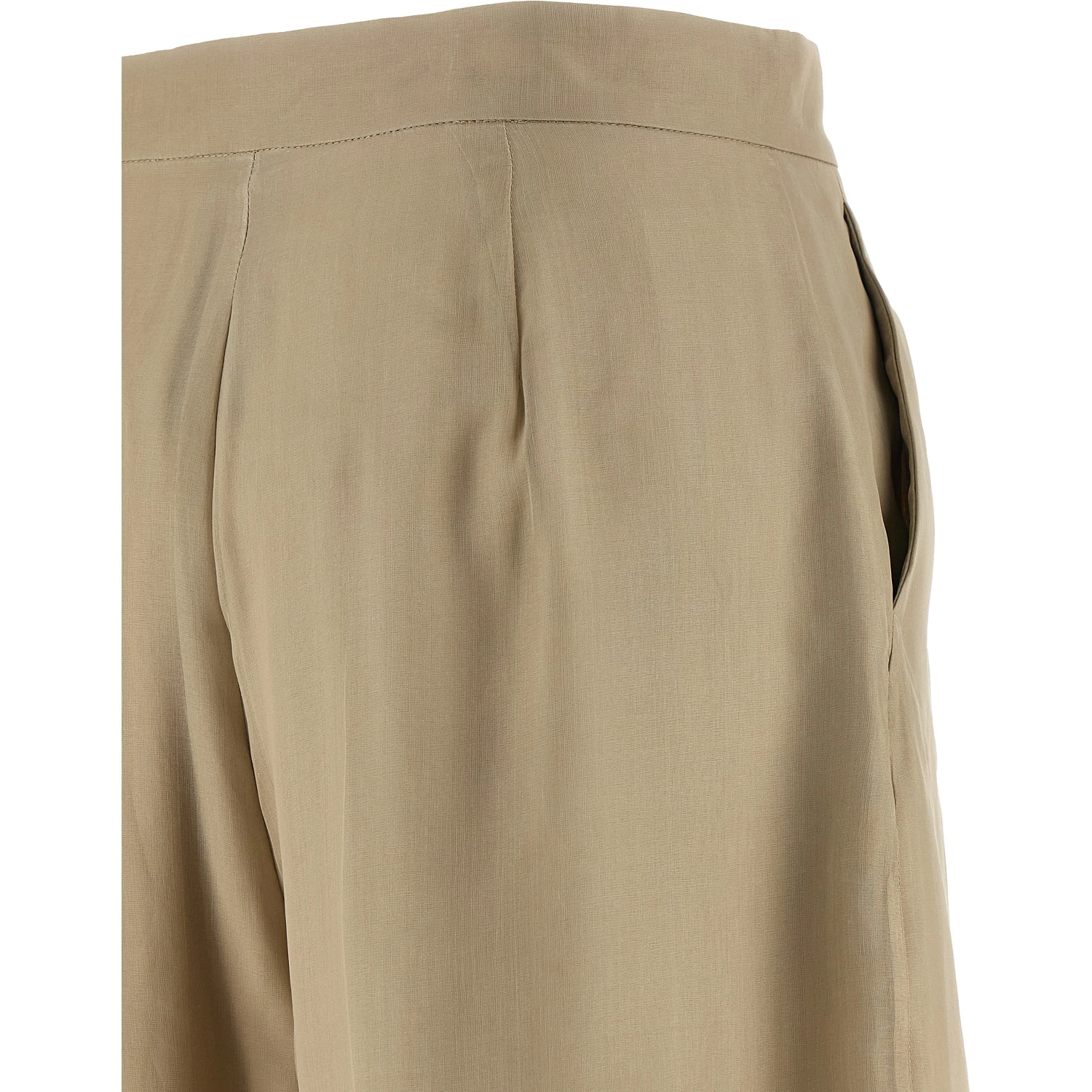 Beige Silk Casual Pants