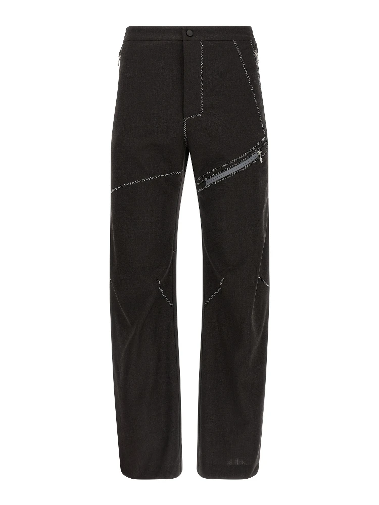 Brown Virgin Wool Casual Pants