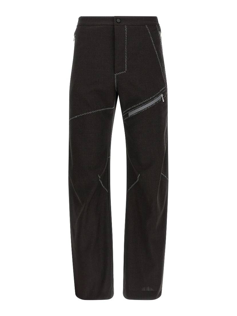 Brown Virgin Wool Casual Pants