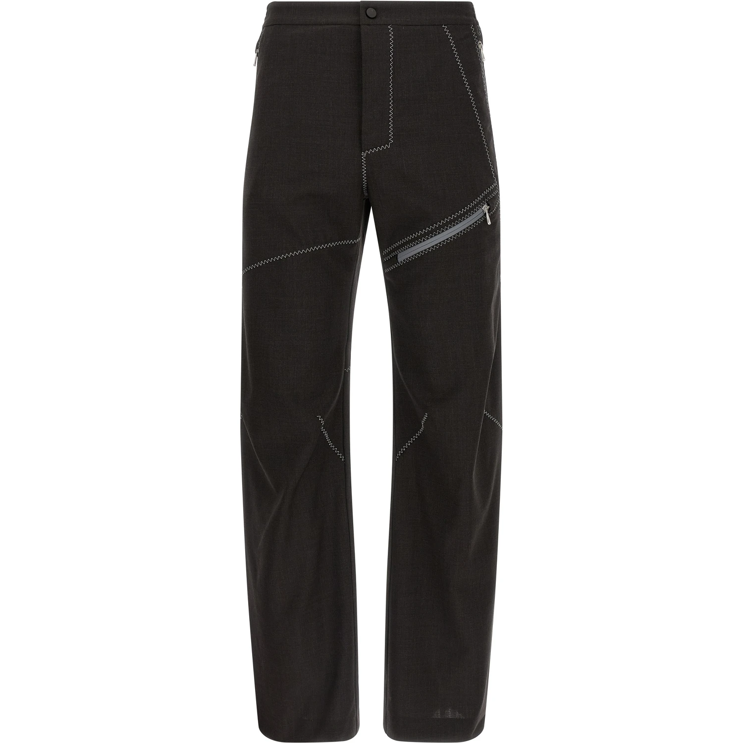 Brown Virgin Wool Casual Pants