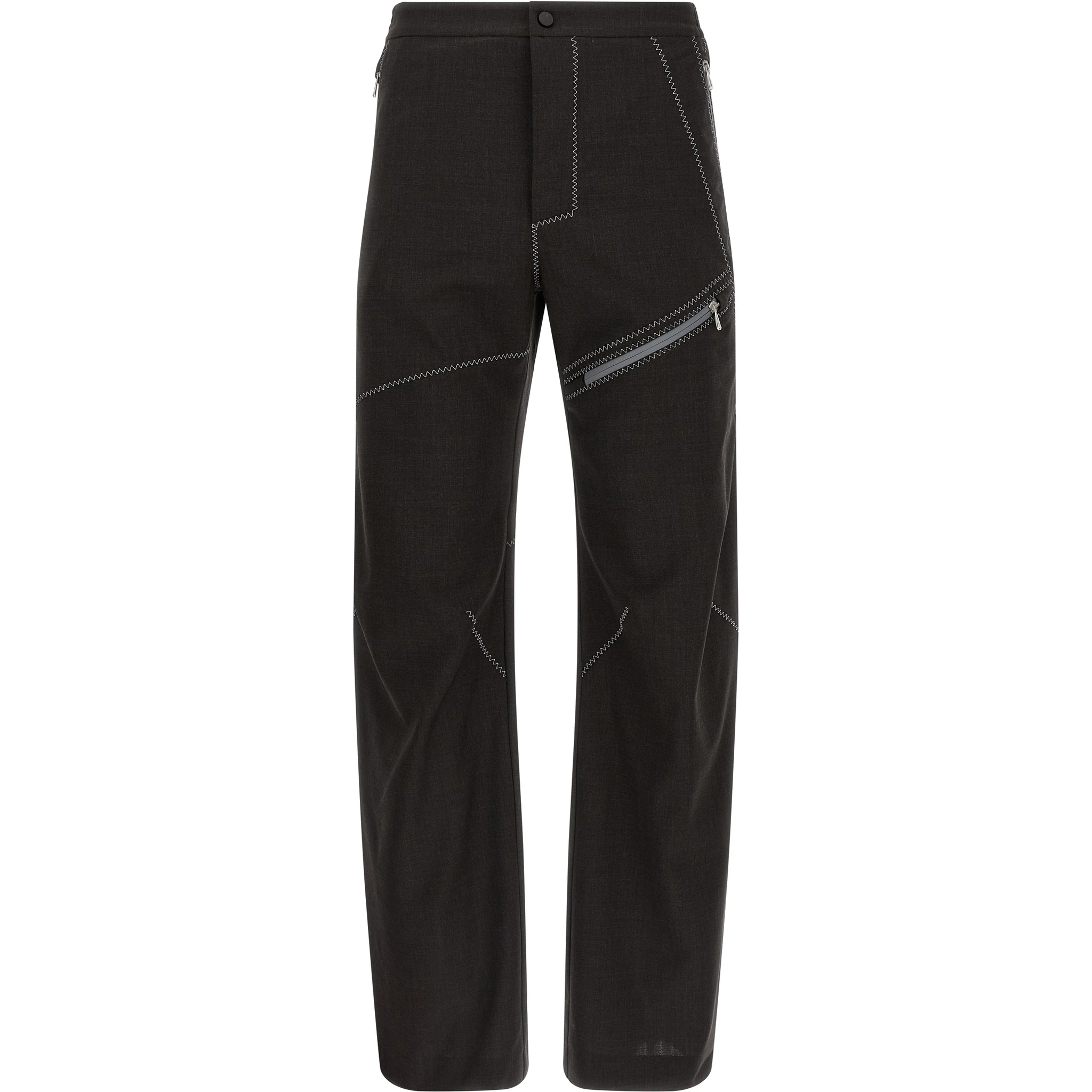 Brown Virgin Wool Casual Pants