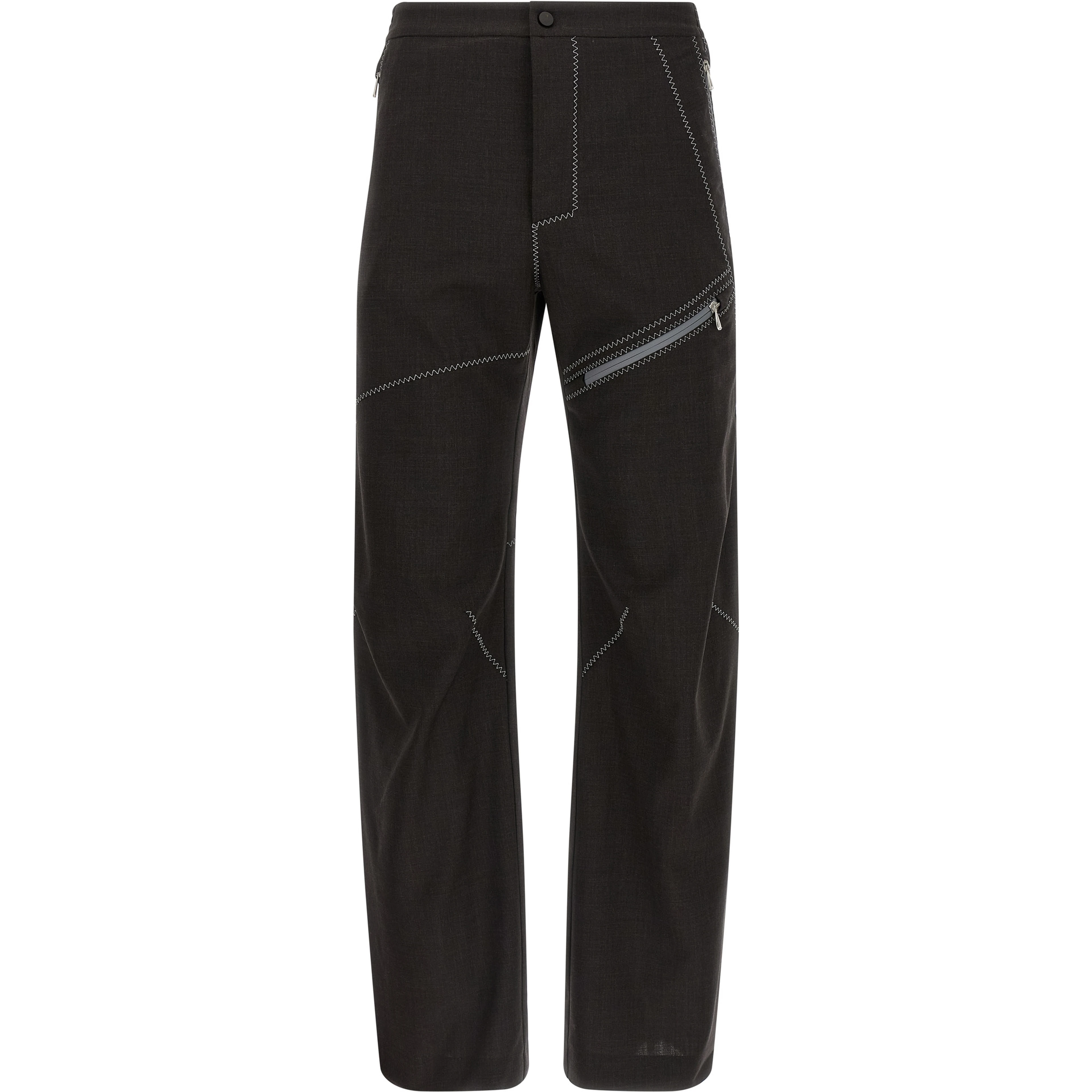 Brown Virgin Wool Casual Pants