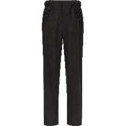 Brown Virgin Wool Casual Pants