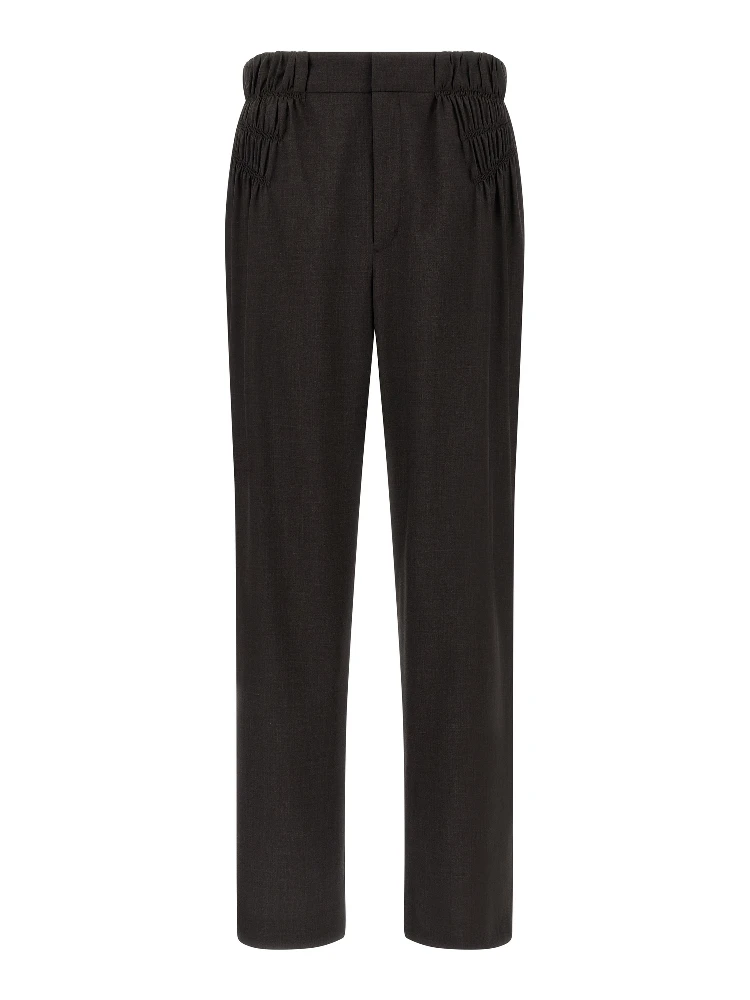 Brown Virgin Wool Casual Pants