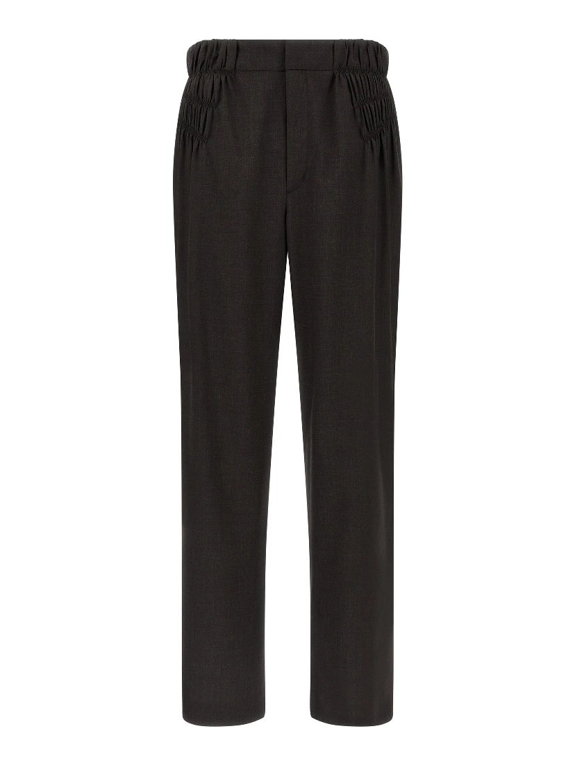 Brown Virgin Wool Casual Pants