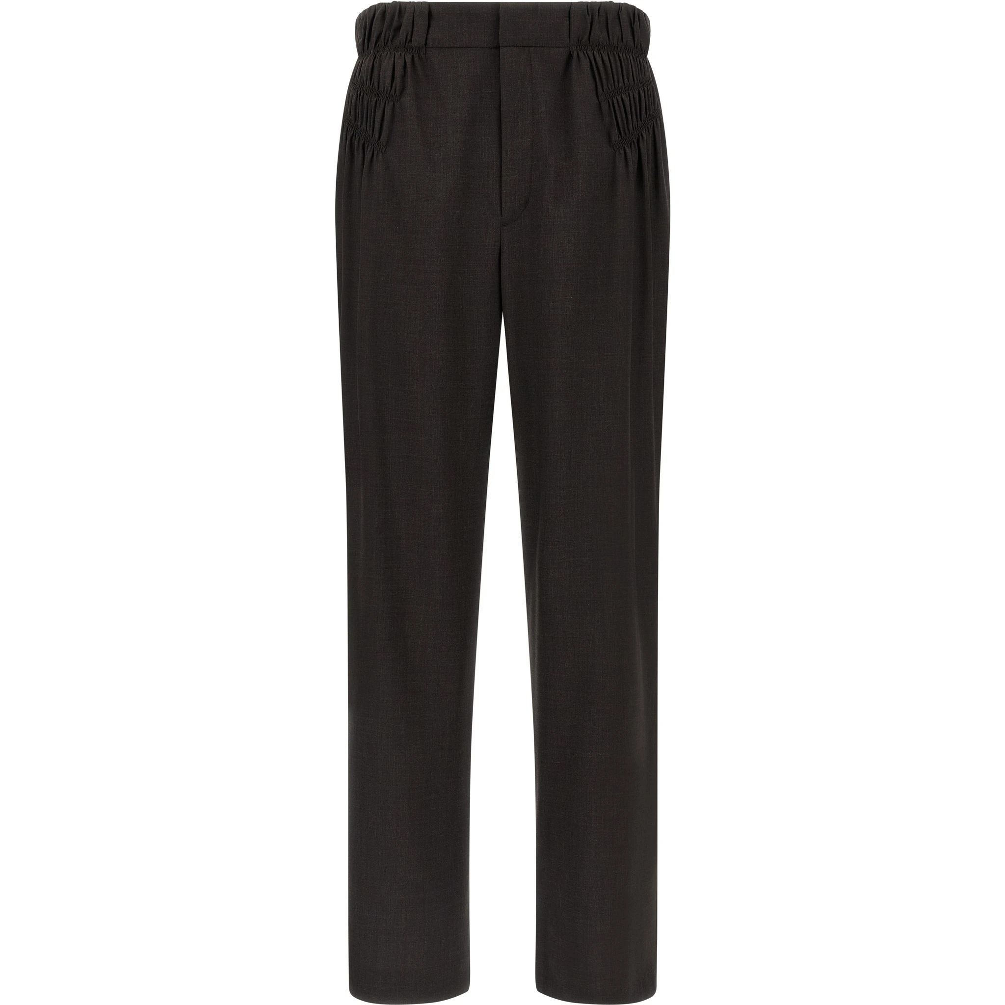 Brown Virgin Wool Casual Pants