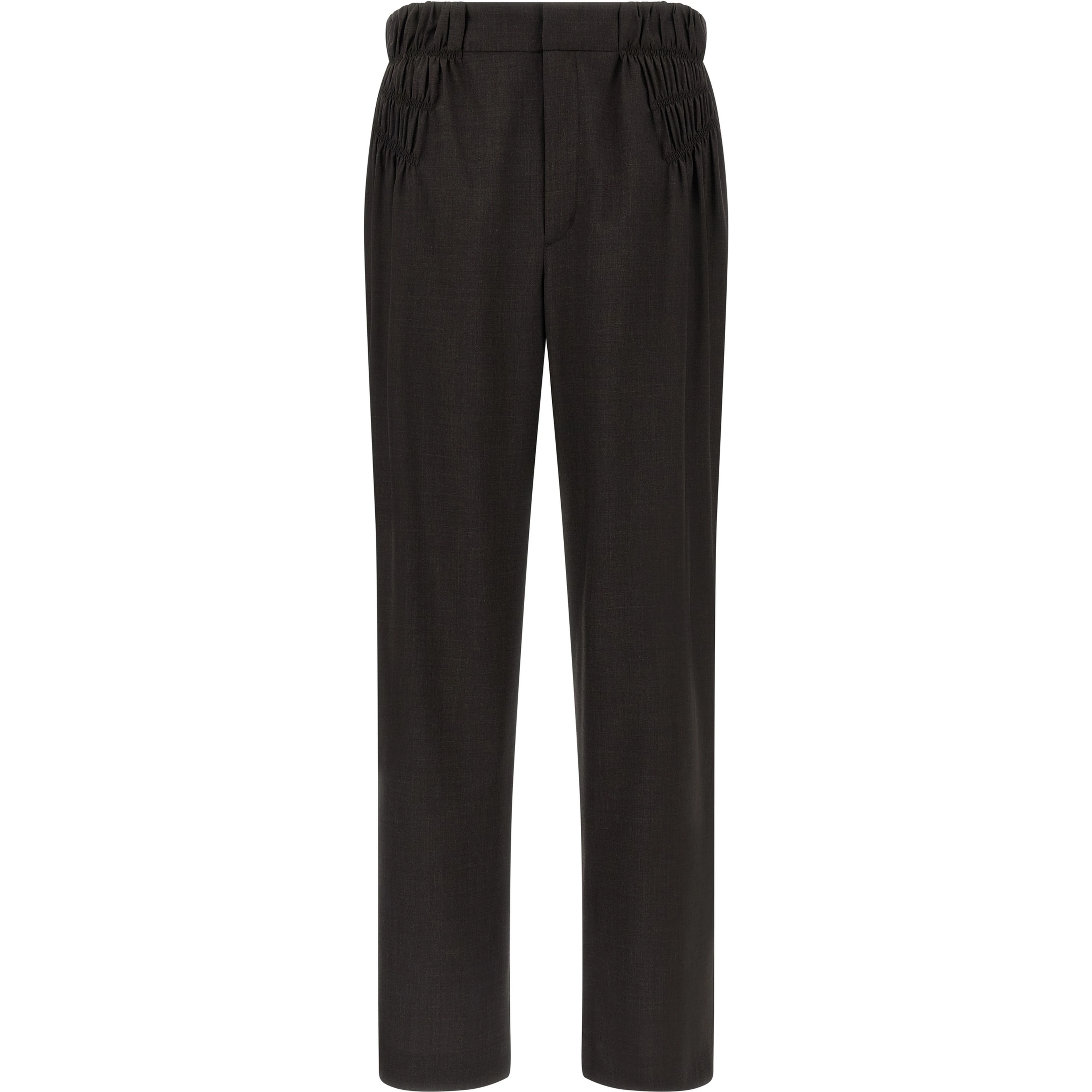 Brown Virgin Wool Casual Pants