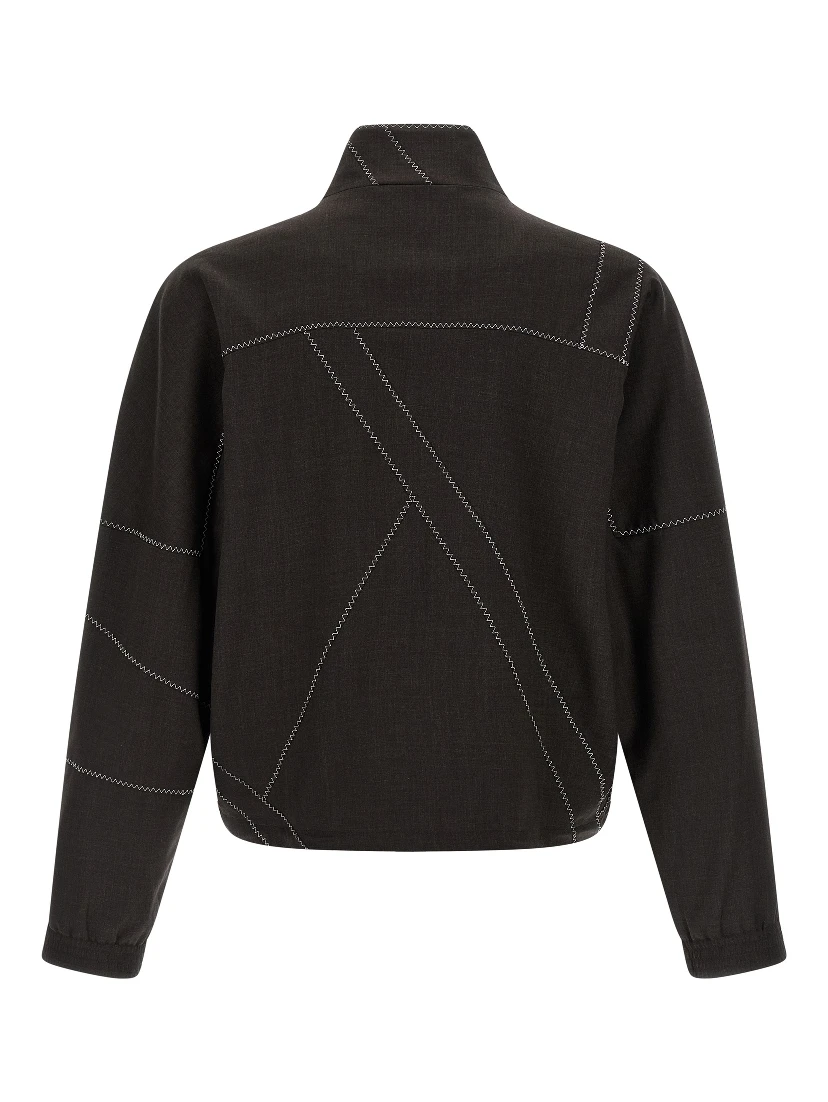 Brown Virgin Wool Full-Length Jacket