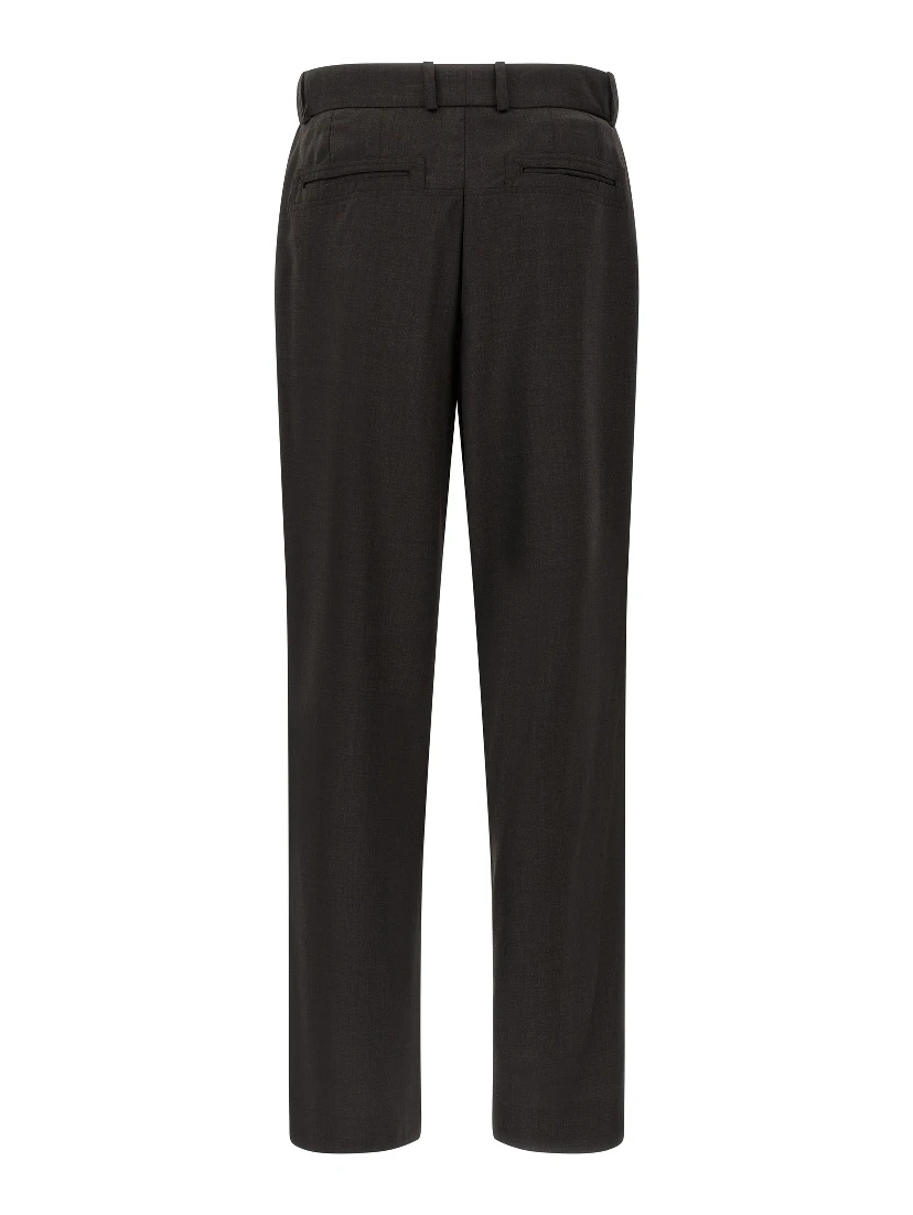 Brown Virgin Wool Casual Pants