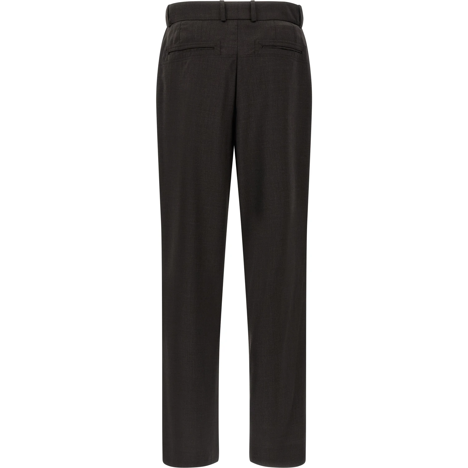 Brown Virgin Wool Casual Pants