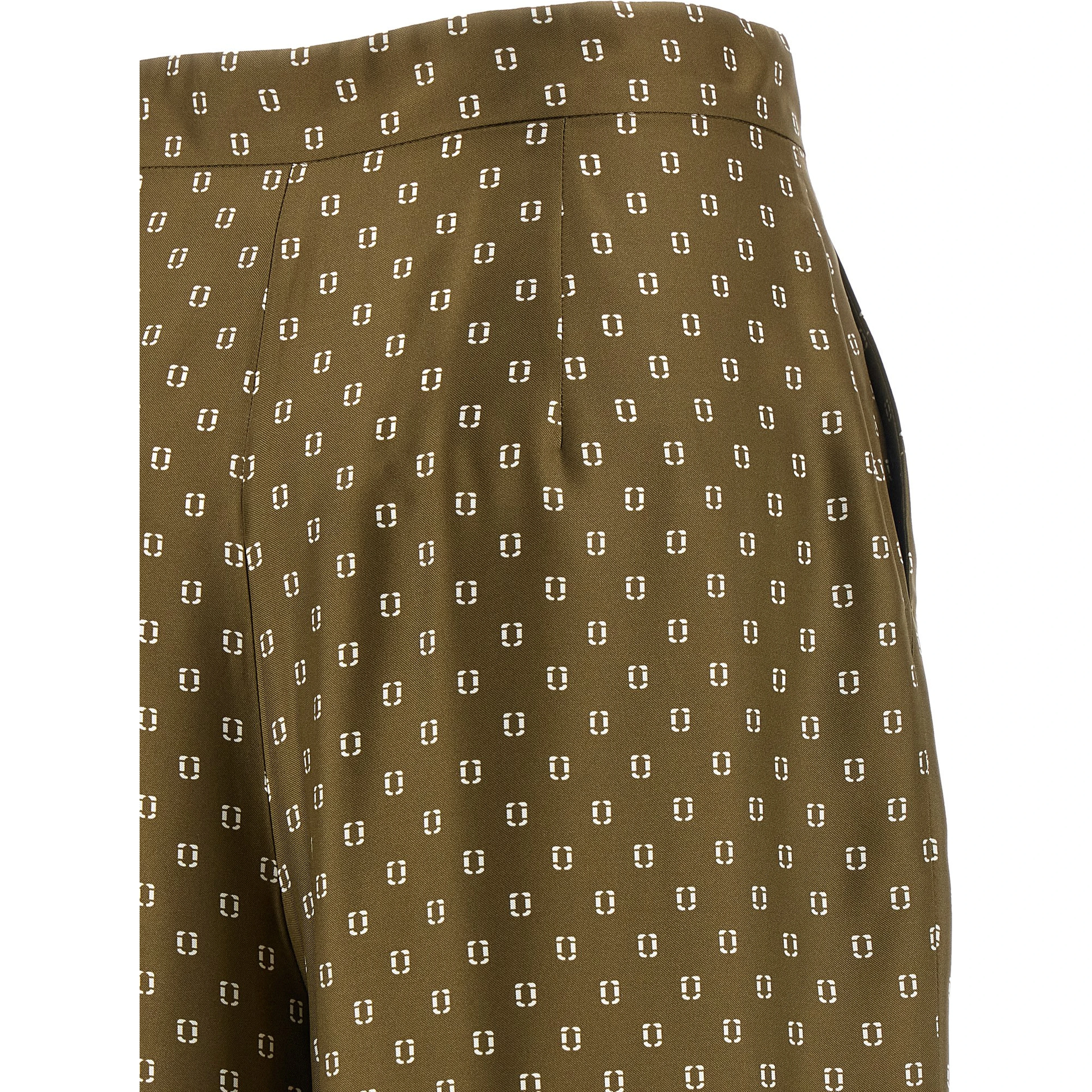 Bicolor Silk Casual Pants