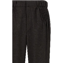 Brown Virgin Wool Casual Pants