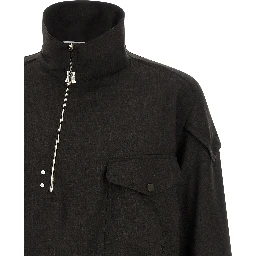 Brown Virgin Wool Full-Length Jacket