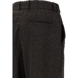 Brown Virgin Wool Casual Pants