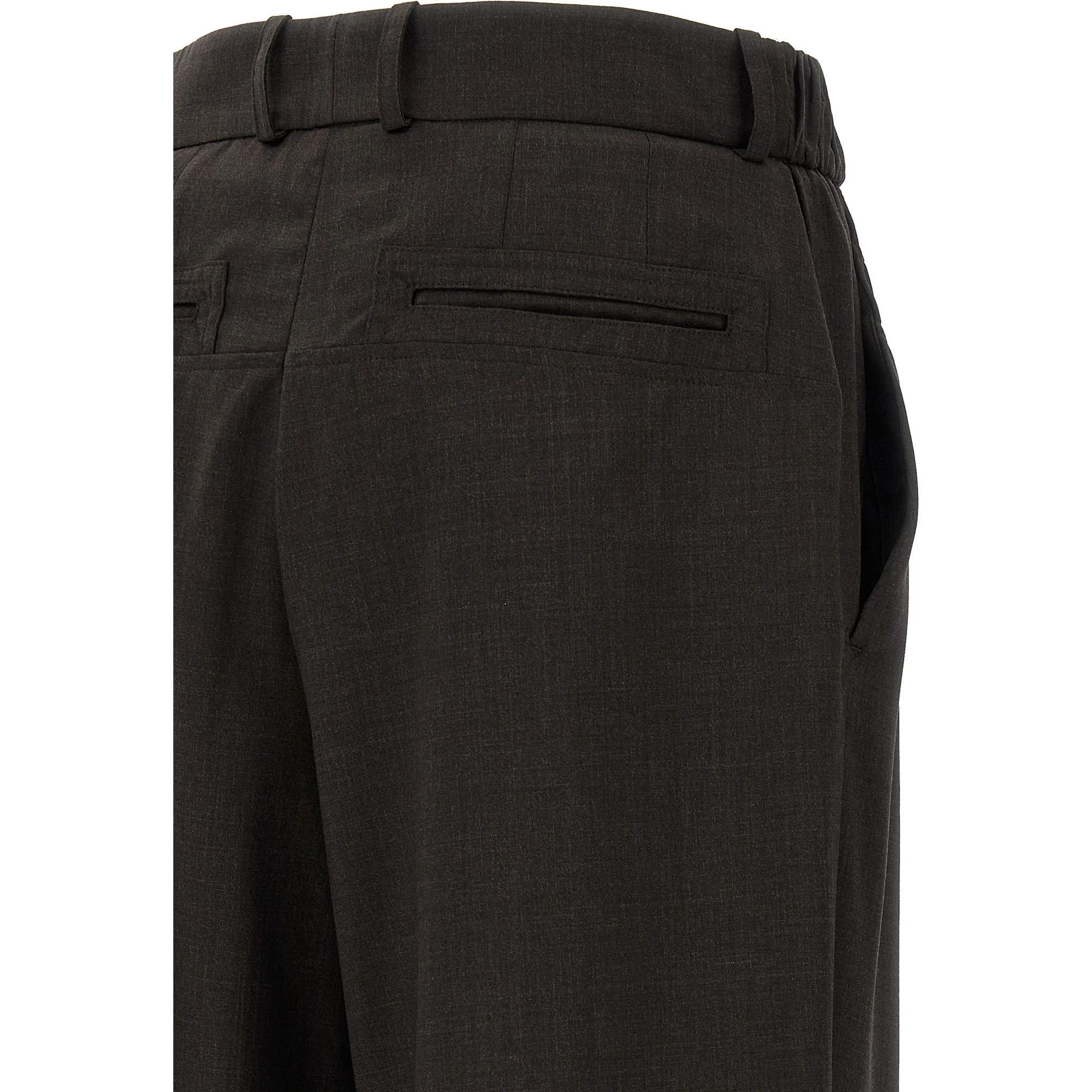 Brown Virgin Wool Casual Pants