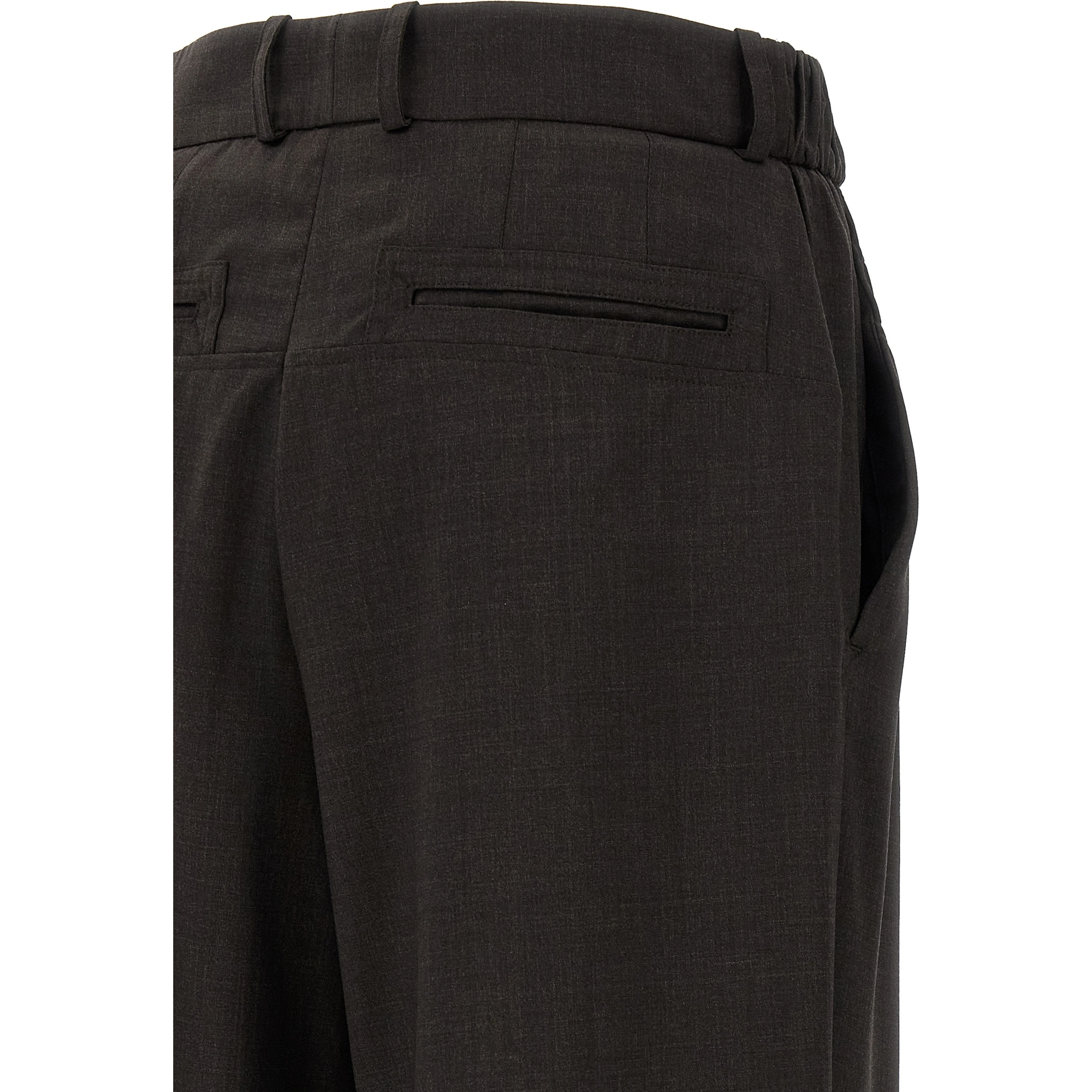 Brown Virgin Wool Casual Pants