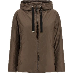 Brown Polyester Full-Length Jacket