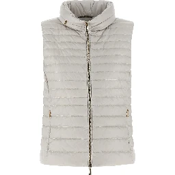 Beige Polyester Sleeveless Jacket