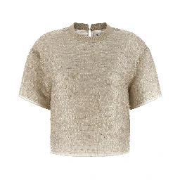 Beige Silk T-Shirt
