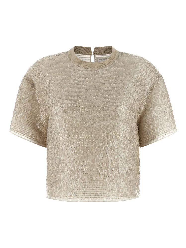 Beige Silk T-Shirt