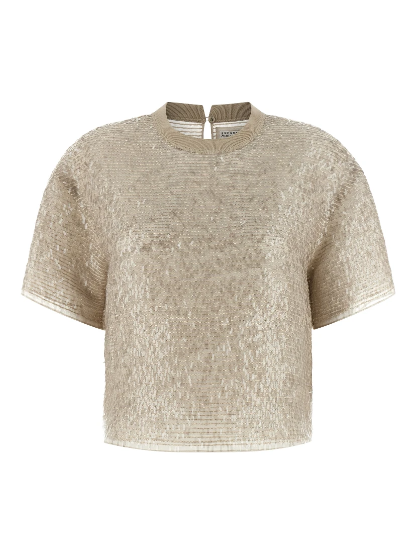 Beige Silk T-Shirt