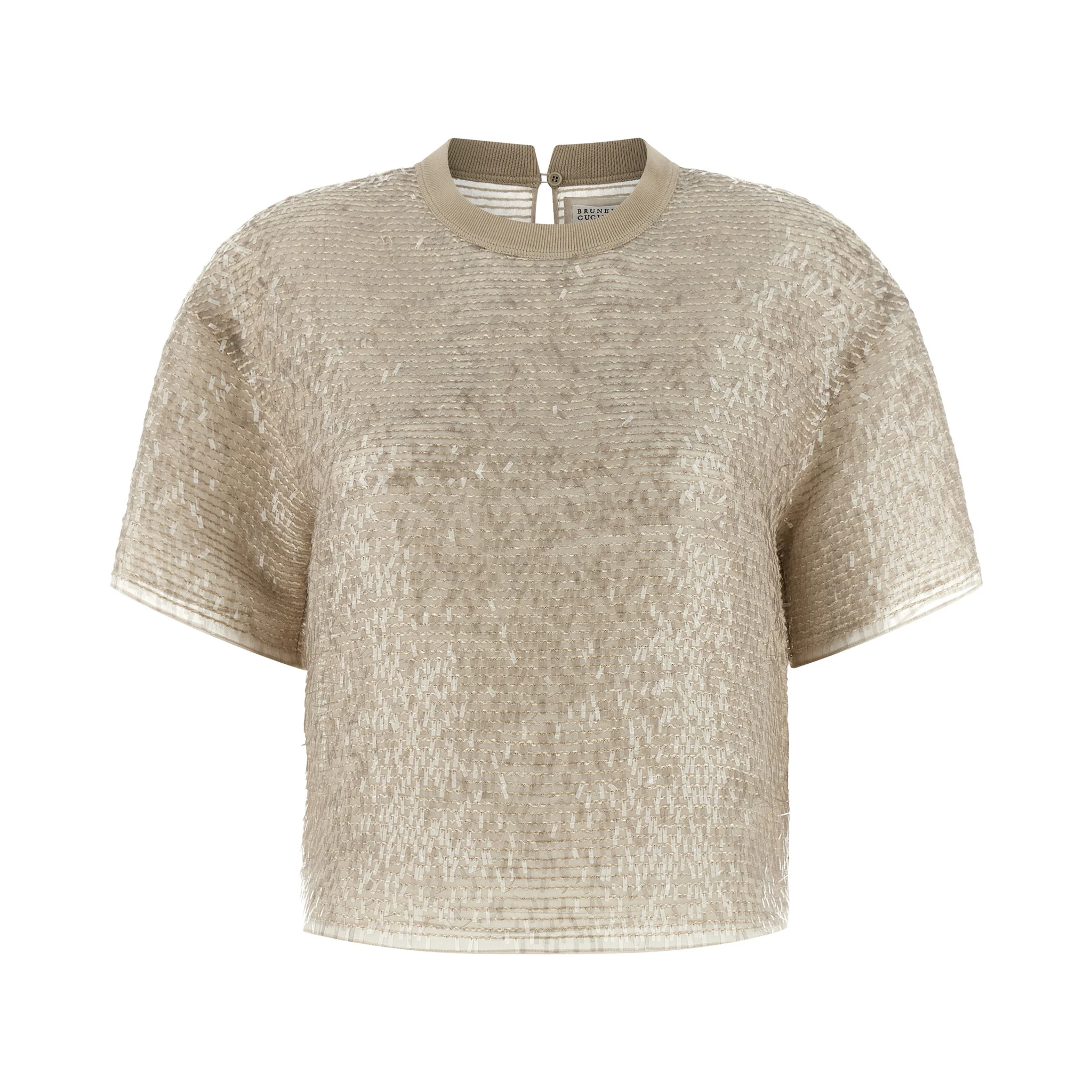 Beige Silk T-Shirt