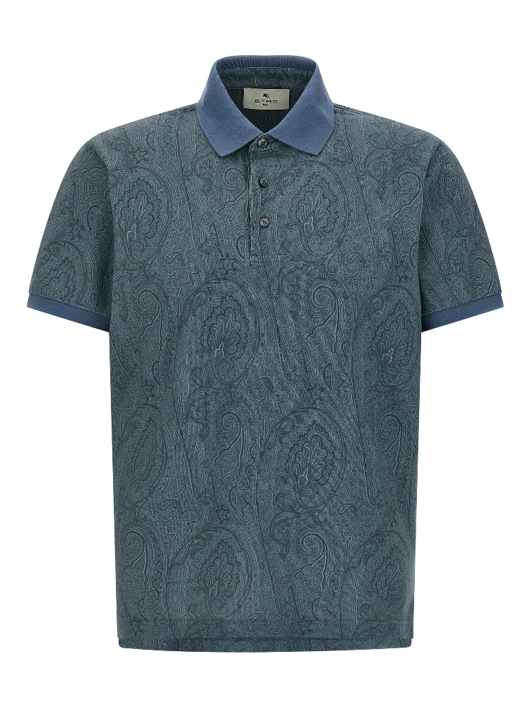 Blue Cotton Polo Shirt