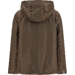 Brown Polyester Full-Length Jacket