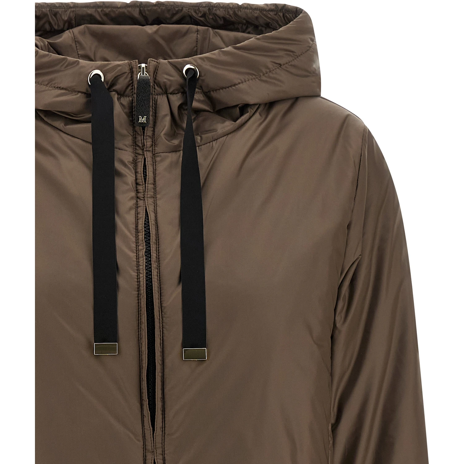 Brown Polyester Full-Length Jacket