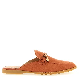 Orange Calfskin Mules