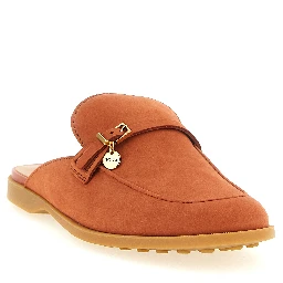 Orange Calfskin Mules