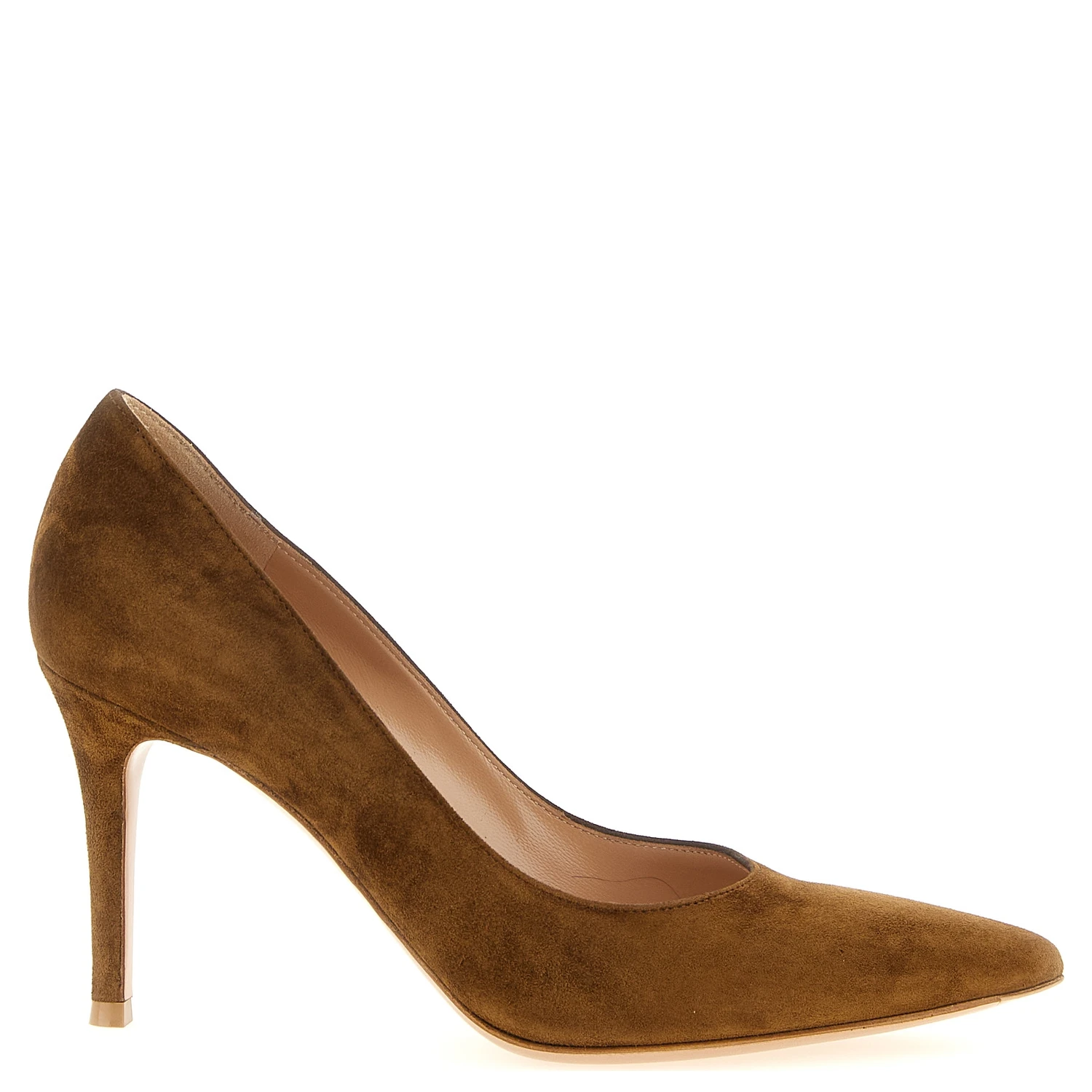 Brown Suede Leather High Heel Pumps