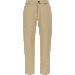 Beige Cotton Cropped Pants