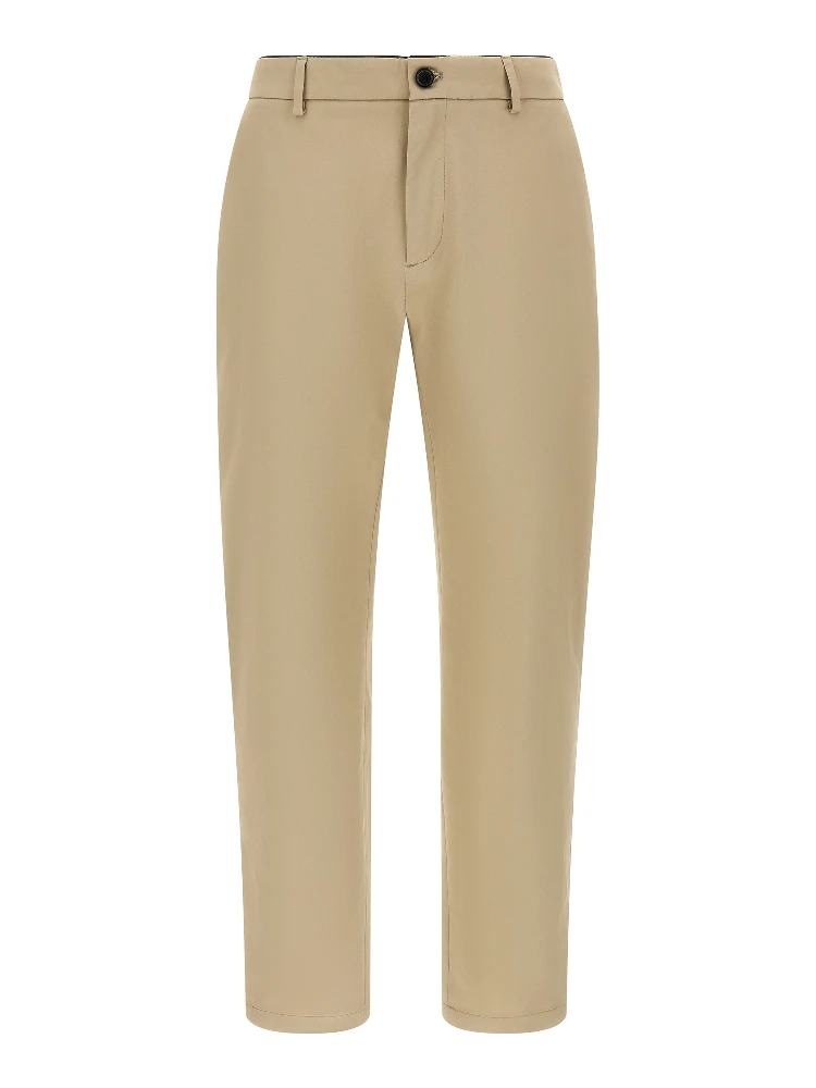 Beige Cotton Cropped Pants